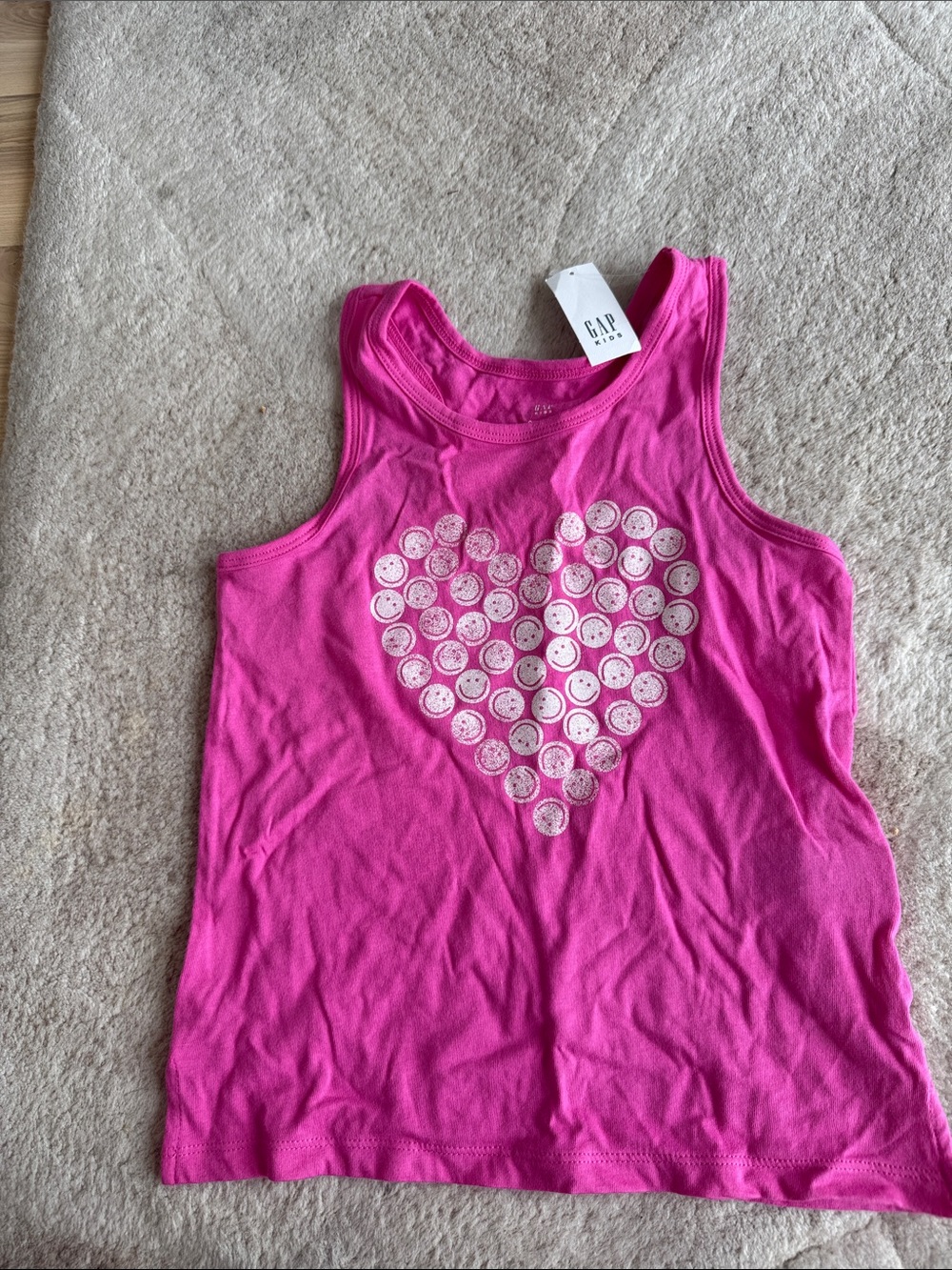 GAP Girls Hot Pink Tank with Smiley Heart